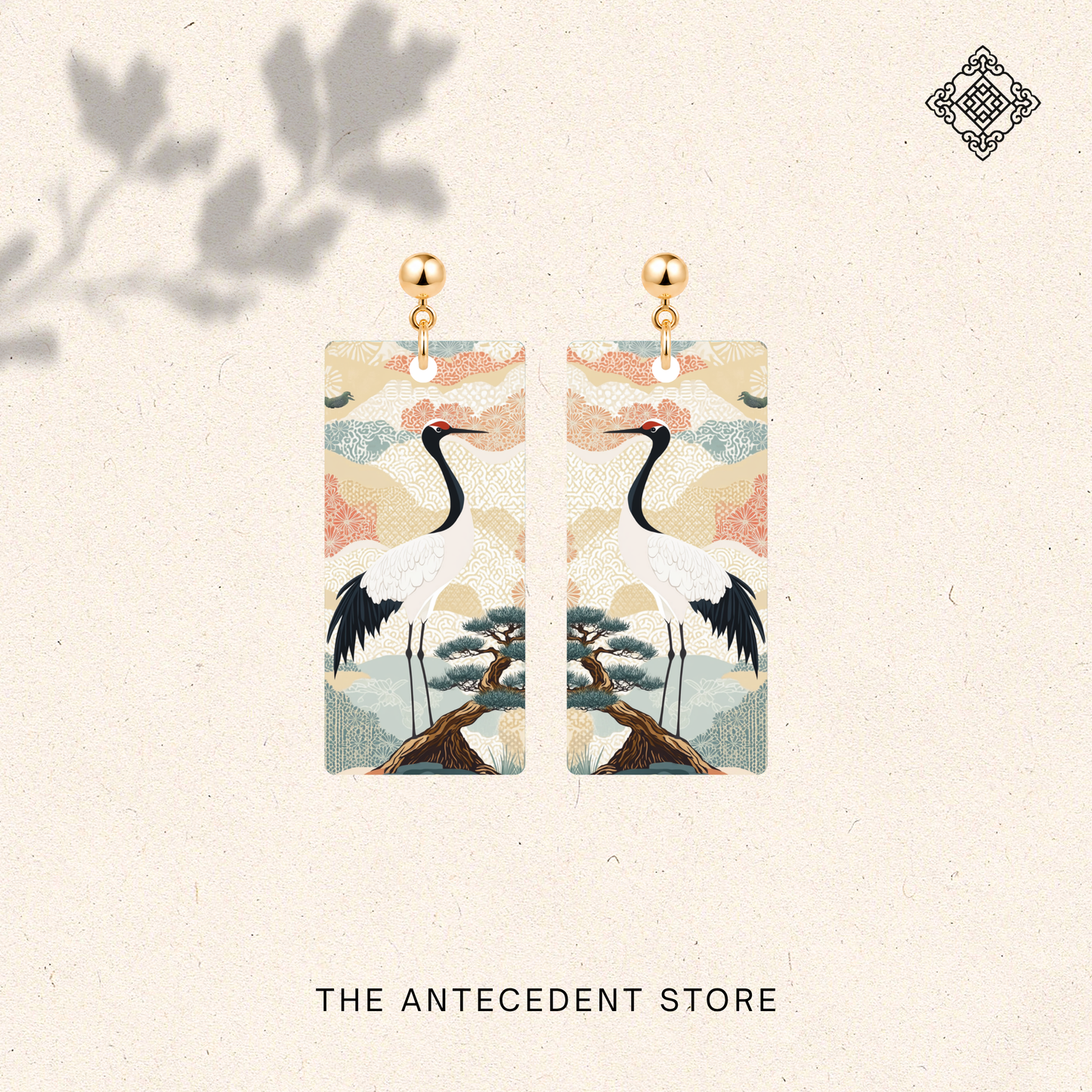 松鹤·延年 | Pine & Crane Earrings