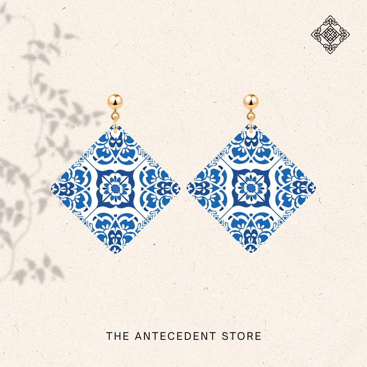 Blue White Peranakan Tile Earrings | Stories Of Singapore