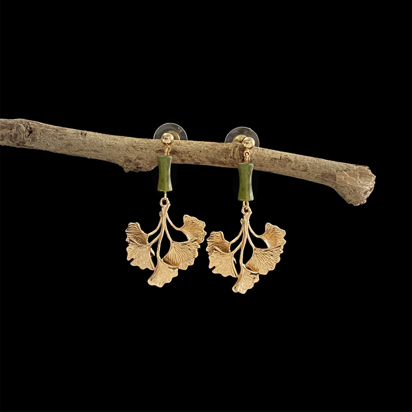 The Antecedent Store Ginkgo Leaf Earrings - 14K Real Gold Plated Jewelry
