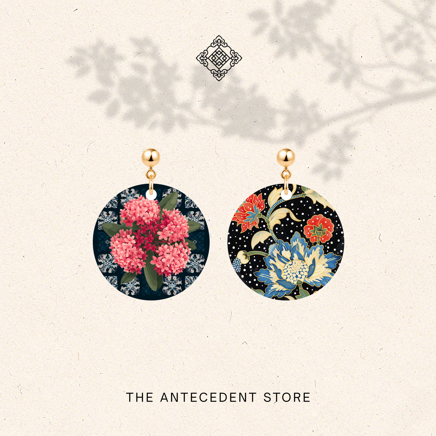 花忆·蜡韵 | Ixora Batik Earrings