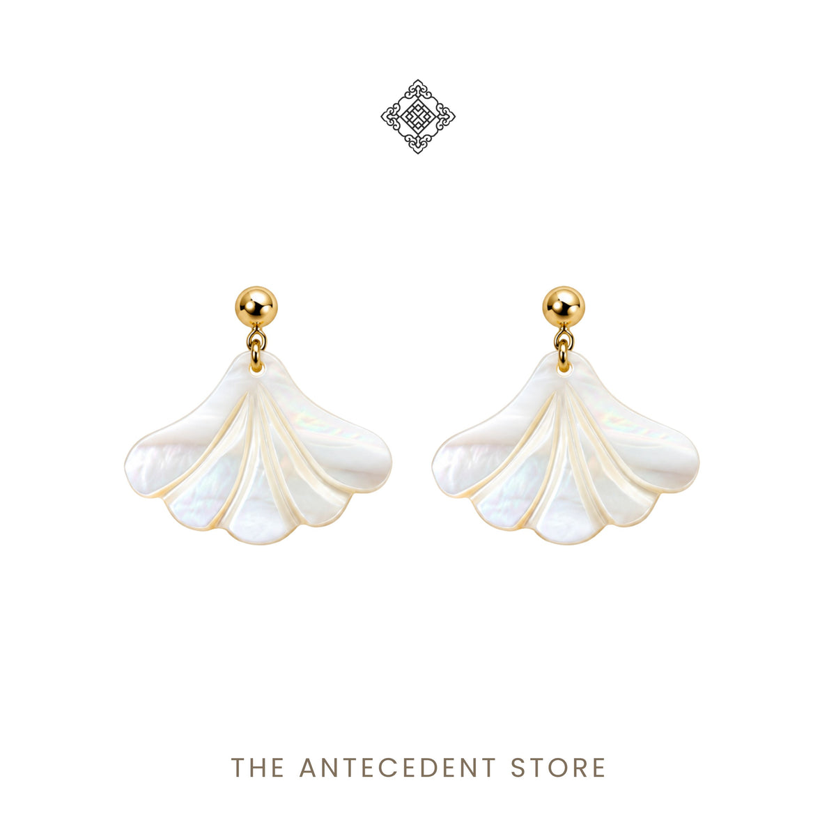 银杏 | Statement Mother Of Pearl Ginkgo Leaf Earrings