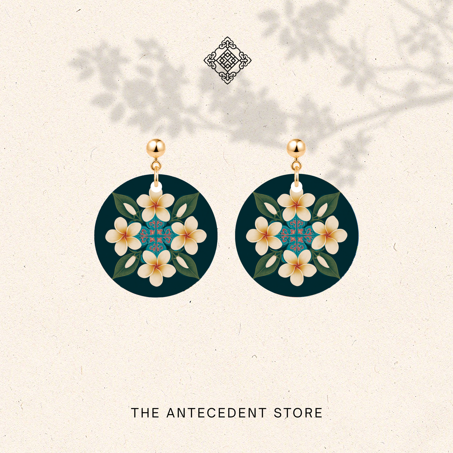 White Frangipani Peranakan Earrings