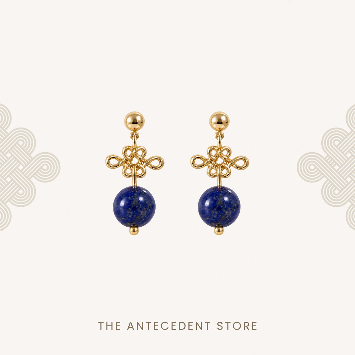 如意结 | Auspicious Ruyi Knot with Lapis Lazuli Earrings