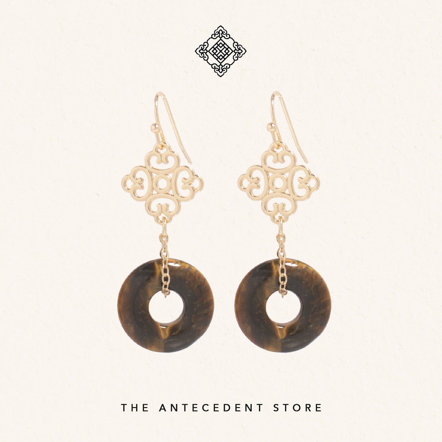 【 如意 】Auspicious Motif Blue Sodalite Earrings - 14K Gold Plated Jewelry