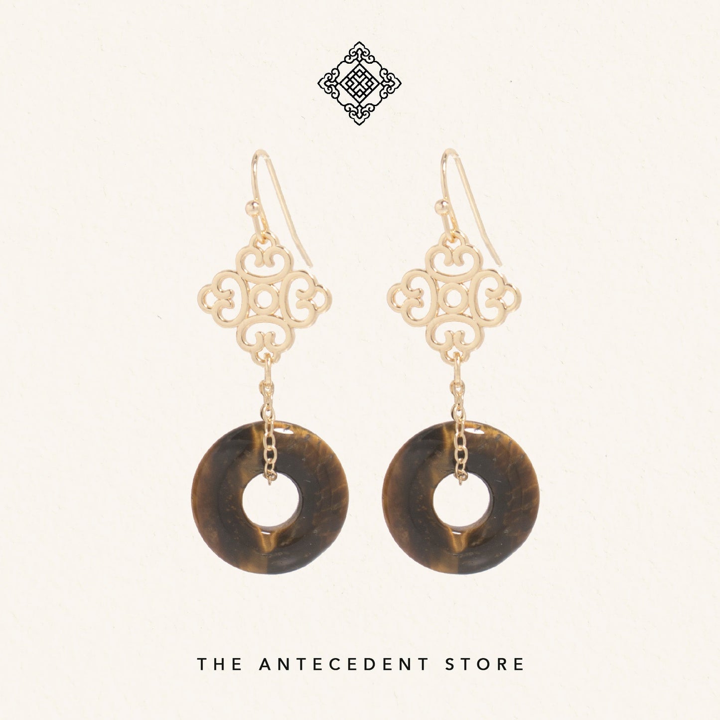 【 如意 】Auspicious Motif Green Ruby Zoisite Earrings - 14K Gold Plated Jewelry