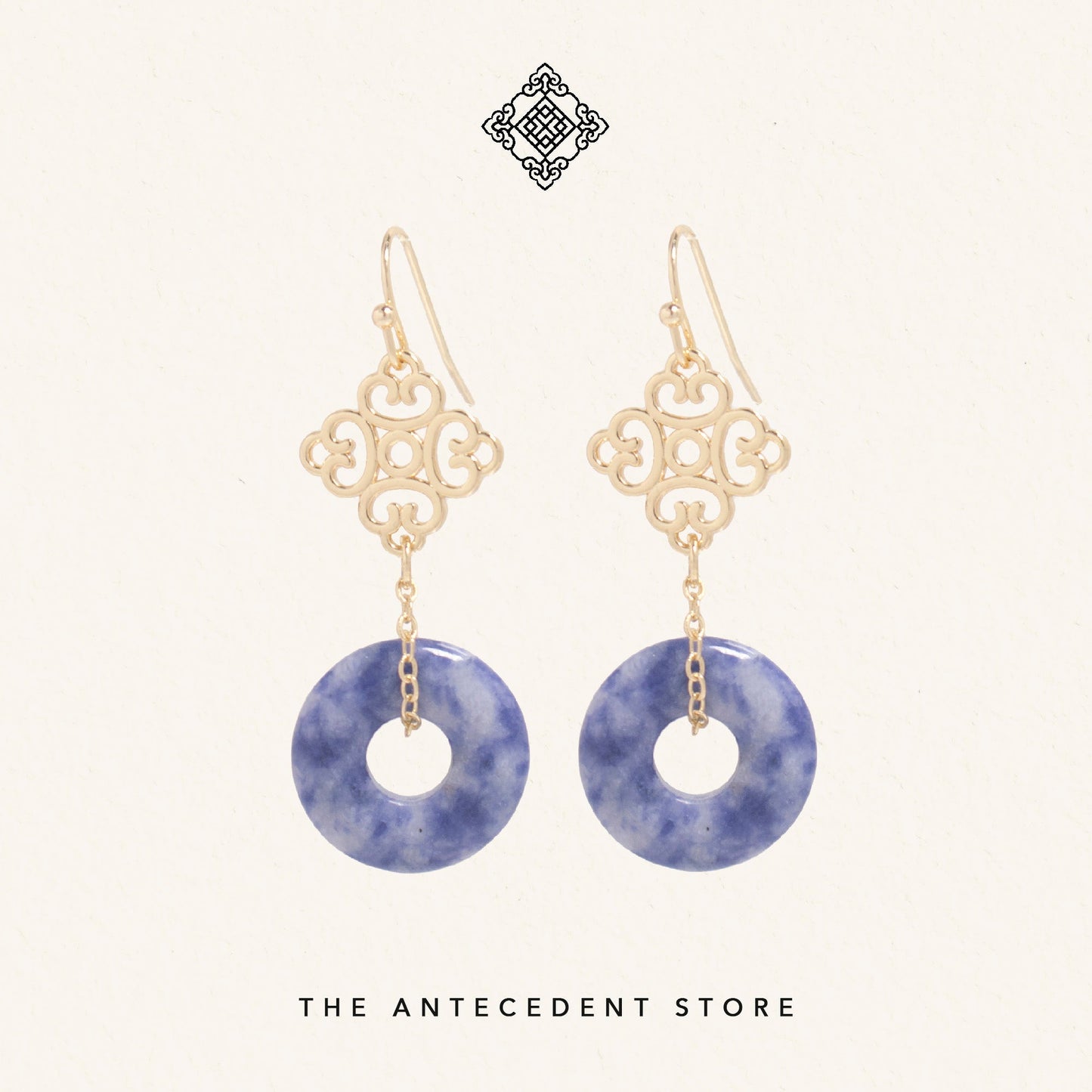 【 如意 】Auspicious Motif Green Ruby Zoisite Earrings - 14K Gold Plated Jewelry