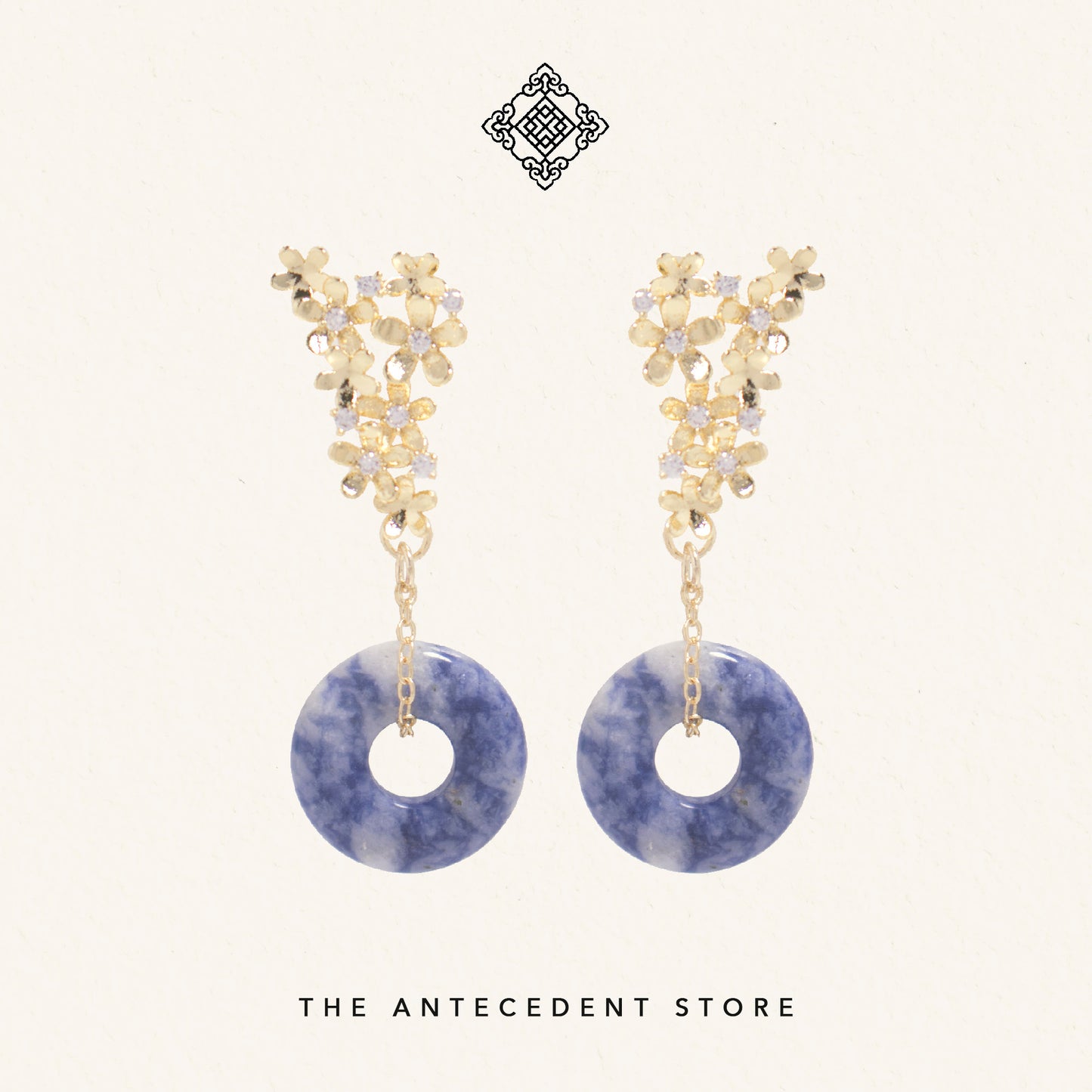 Floral Green Aventurine Earrings - 14K Gold Plated Jewelry