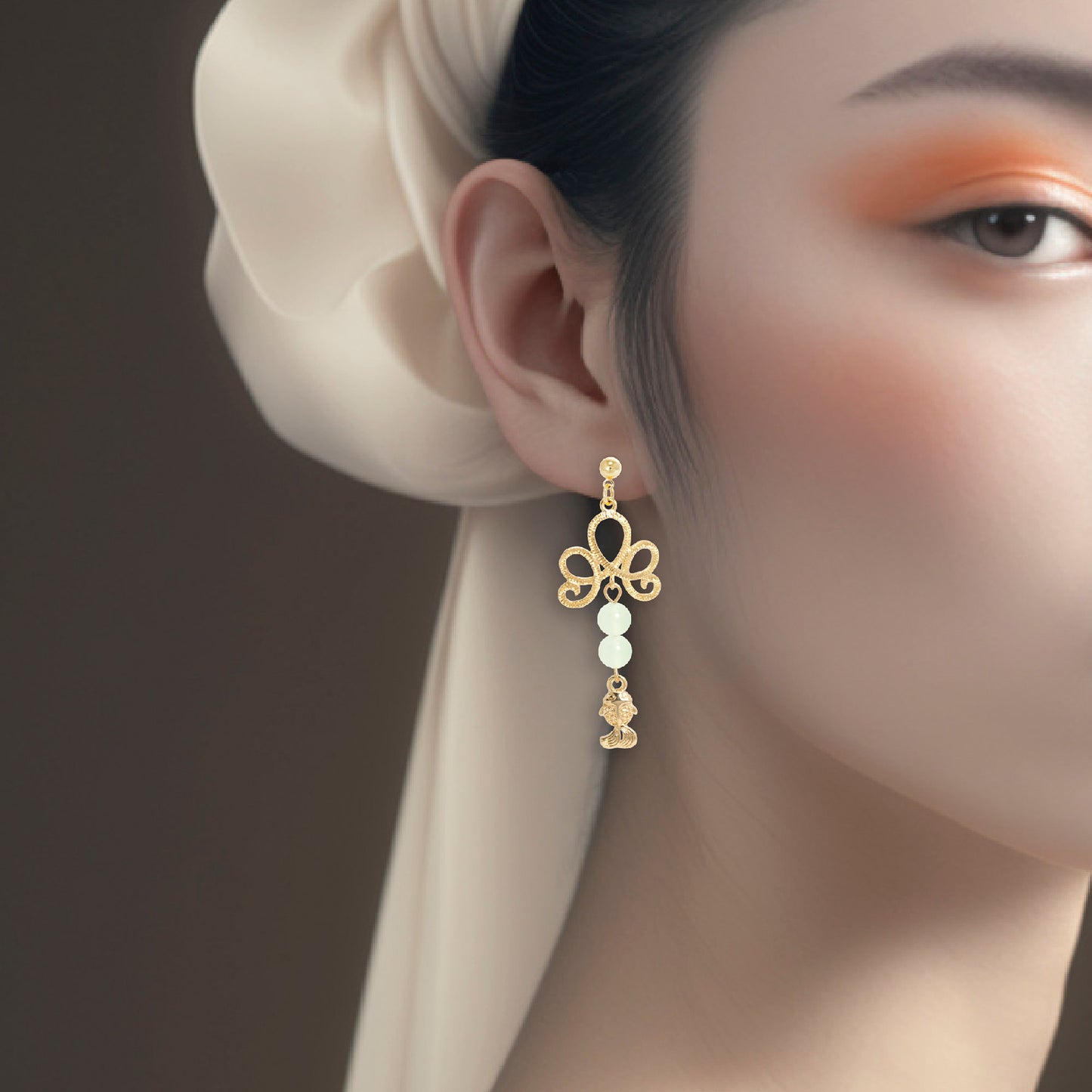 Green Crystals Goldfish Earrings - 14K Real Gold Plated Jewellery