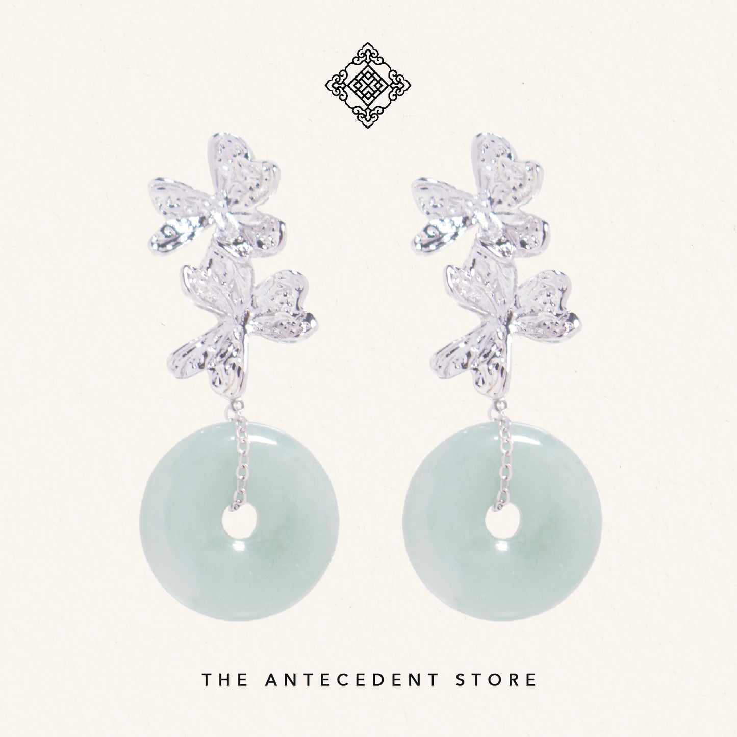 Floral Jade Donut Earrings - 14K Plated Jewelry
