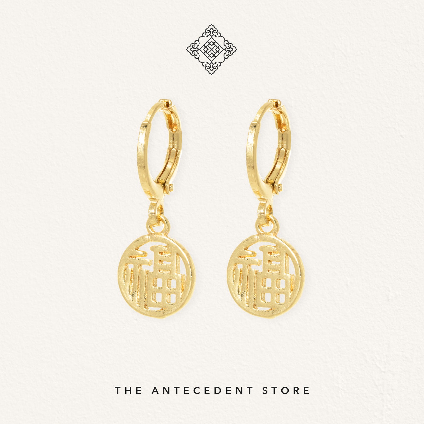 【 福 】Blessing Huggies Earrings - 14K Real Gold Plated Jewelry