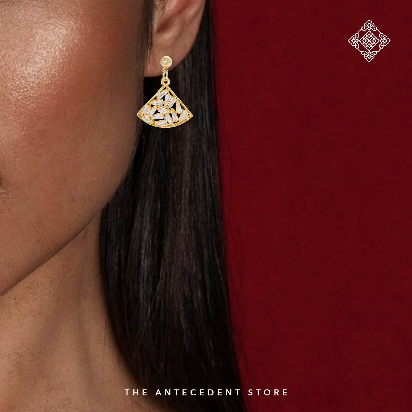 Oriental Fan Earrings - 14K Real Gold Plated Jewelry