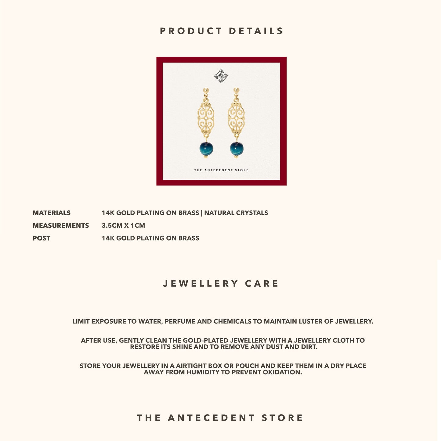 Oriental Motif Earrings with Crystals - 14K Real Gold Plated Jewelry