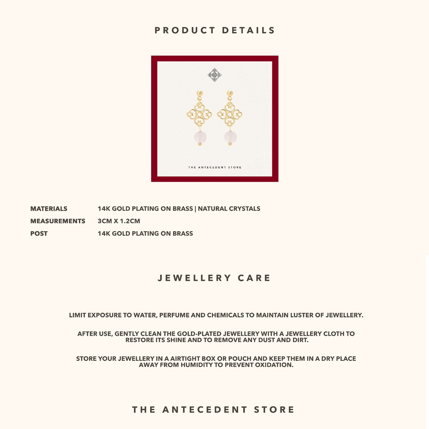 Oriental Motif Earrings with Crystals - 14K Real Gold Plated Jewelry