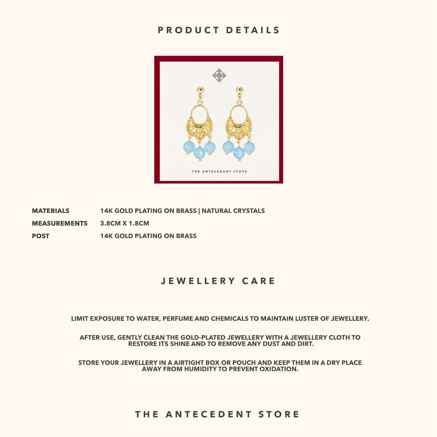 Oriental Motif Earrings With Crystals - 14K Real Gold Plated Jewelry