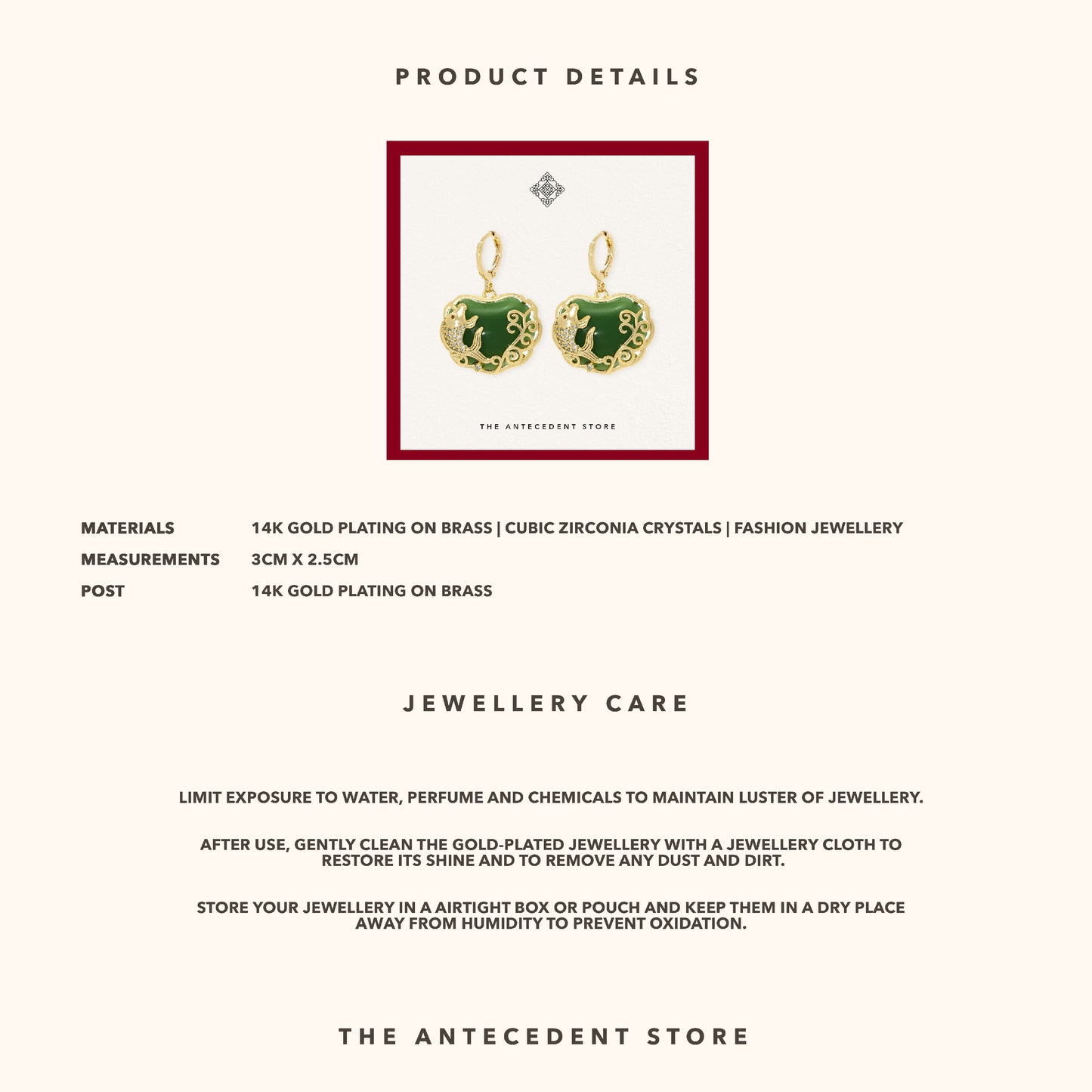 【如意锁】Longevity Lock Earrings - 14K Real Gold Plated Jewelry