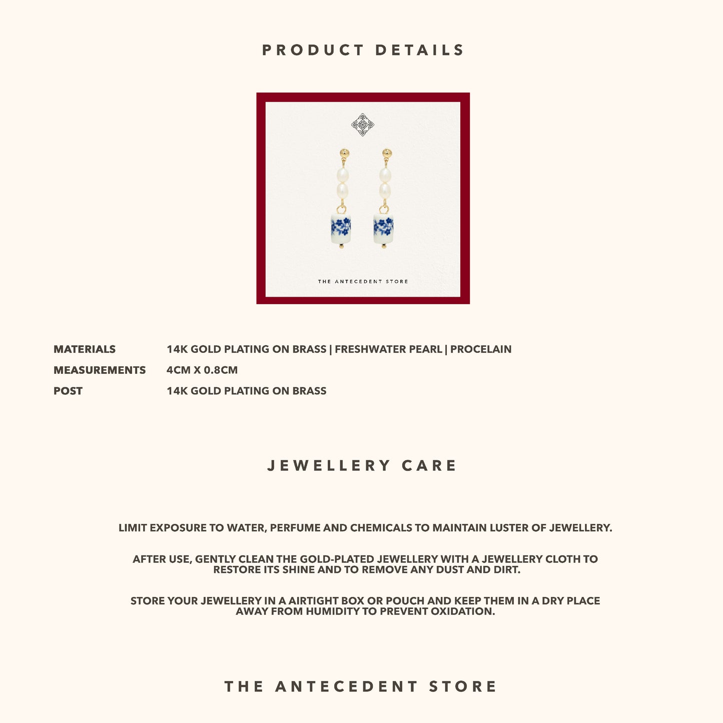 Porcelain Earrings With Freshwater Pearls - 14K Real Gold Plated Jewelry