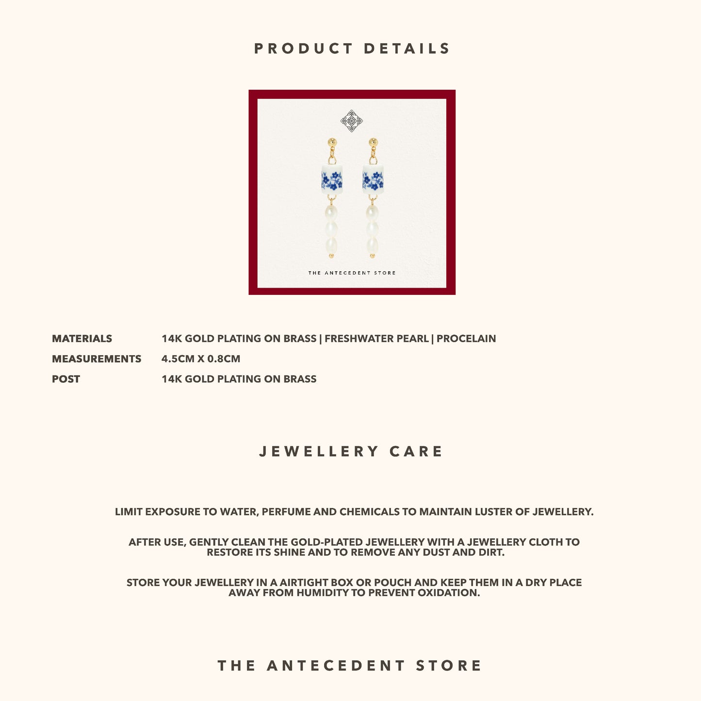 Porcelain Earrings With Freshwater Pearls - 14K Real Gold Plated Jewelry