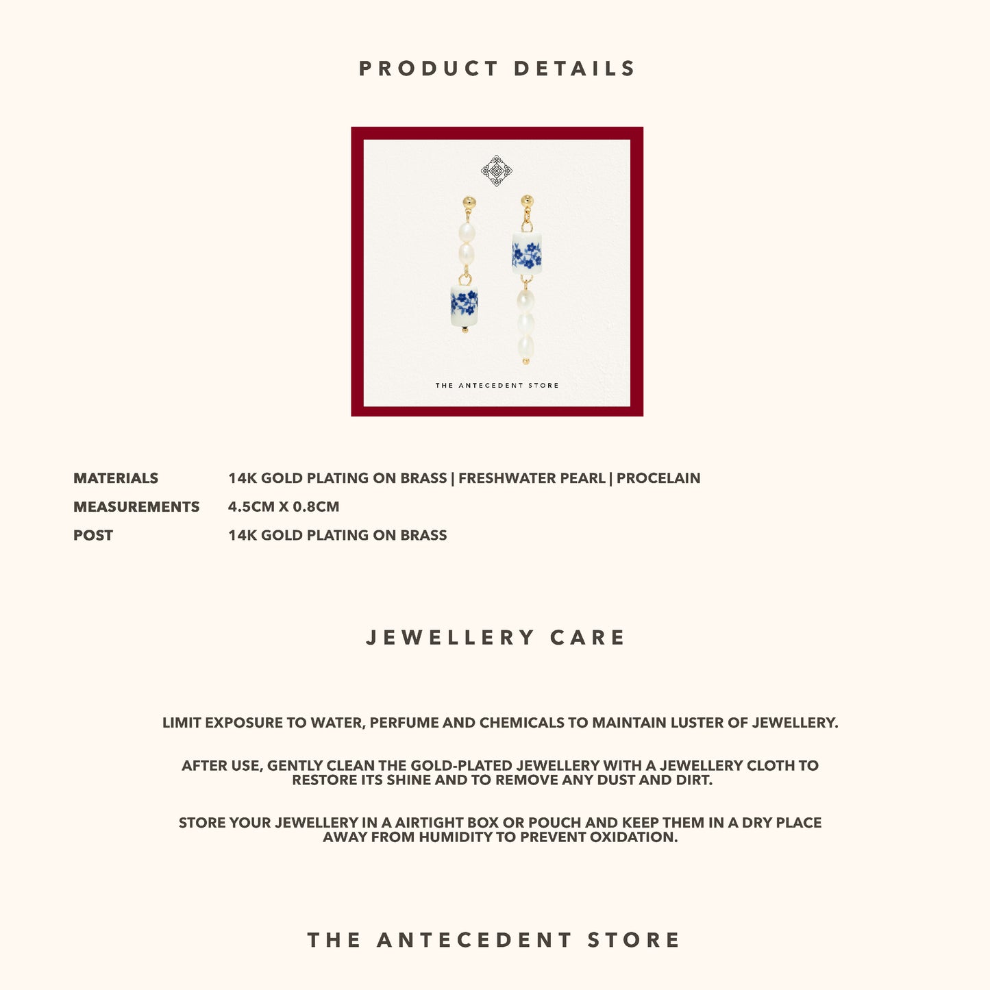 Asymmetric Porcelain Earrings With Freshwater Pearls - 14K Real Gold Plated Jewelry