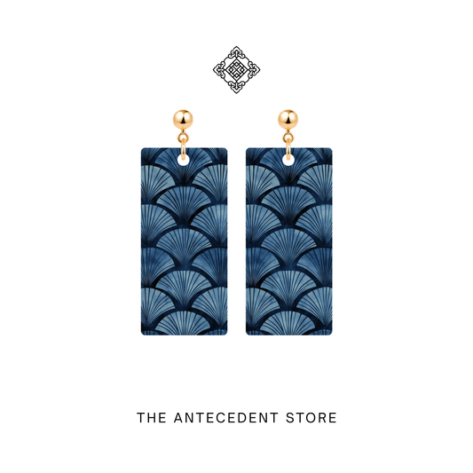 扇 | Fan Earrings In Blue