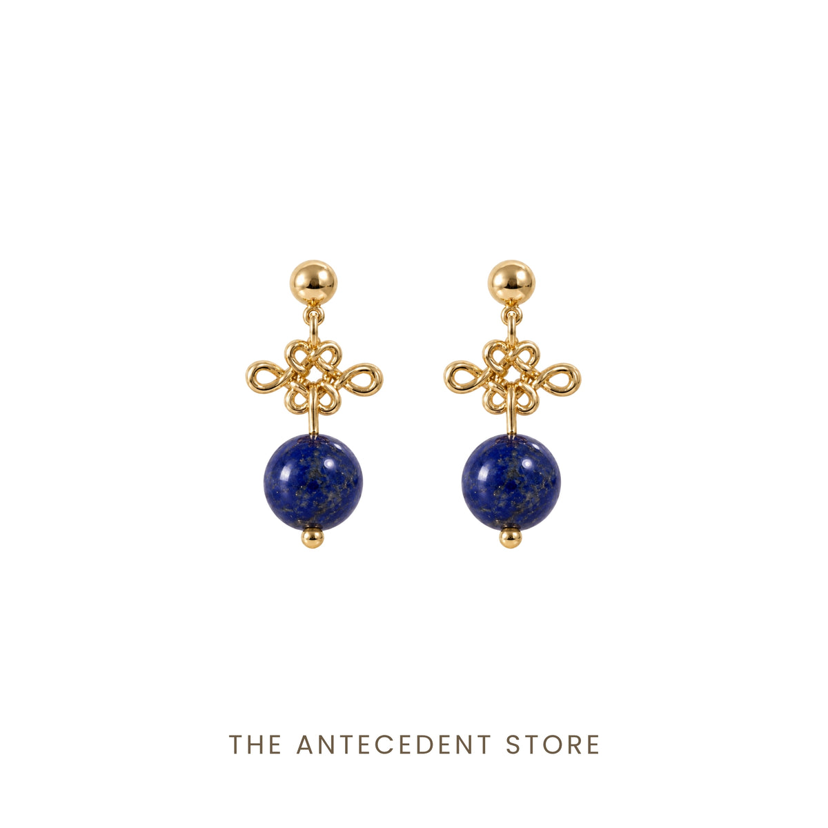 如意结 | Auspicious Ruyi Knot with Lapis Lazuli Earrings
