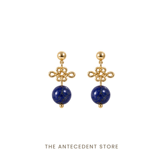 如意结 | Auspicious Ruyi Knot with Lapis Lazuli Earrings