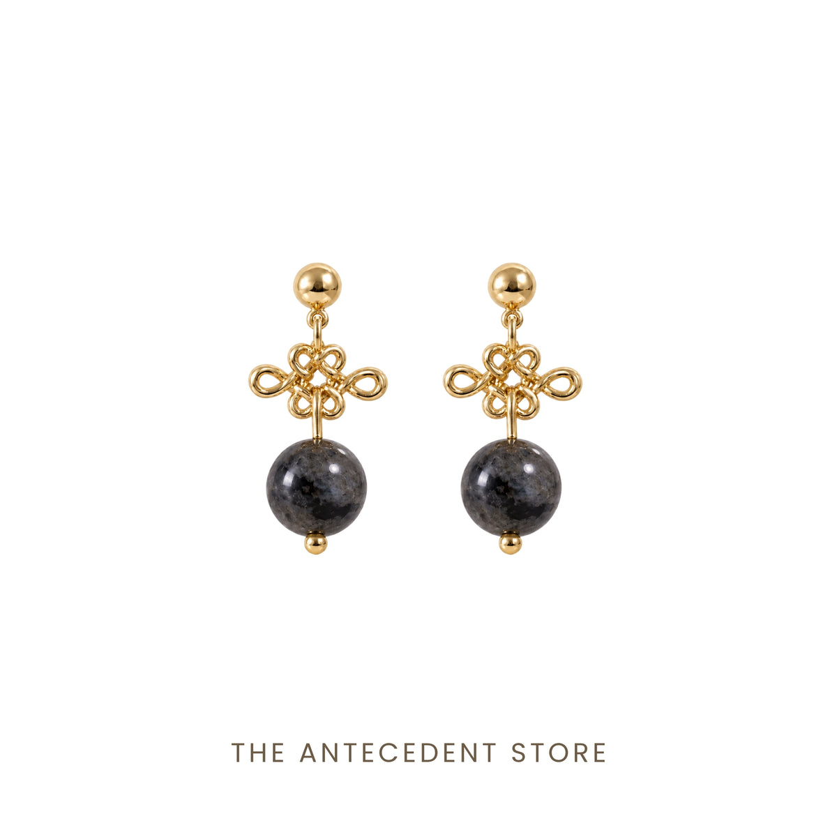 如意结 | Auspicious Ruyi Knot with Labradorite Earrings