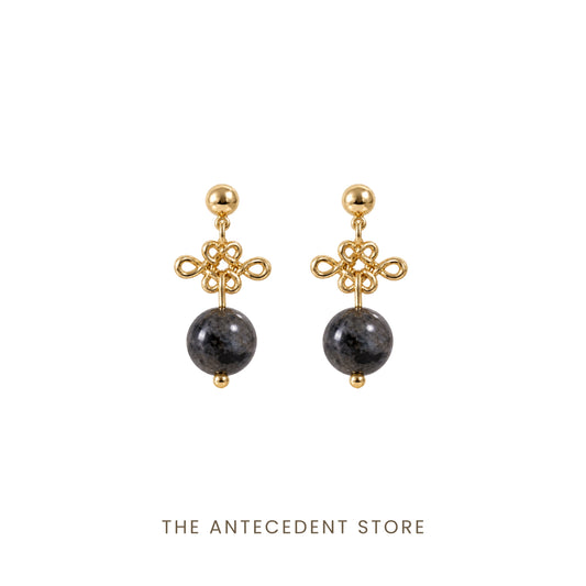 如意结 | Auspicious Ruyi Knot with Labradorite Earrings