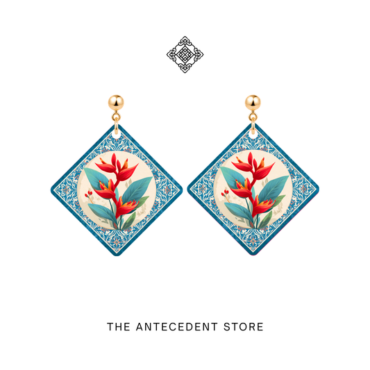 鹤望彩堂 | Heliconia Tile Earrings