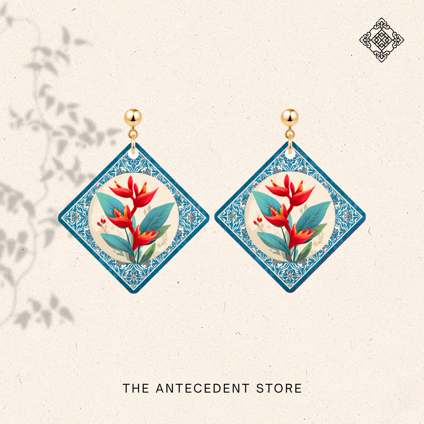 鹤望彩堂 | Heliconia Tile Earrings