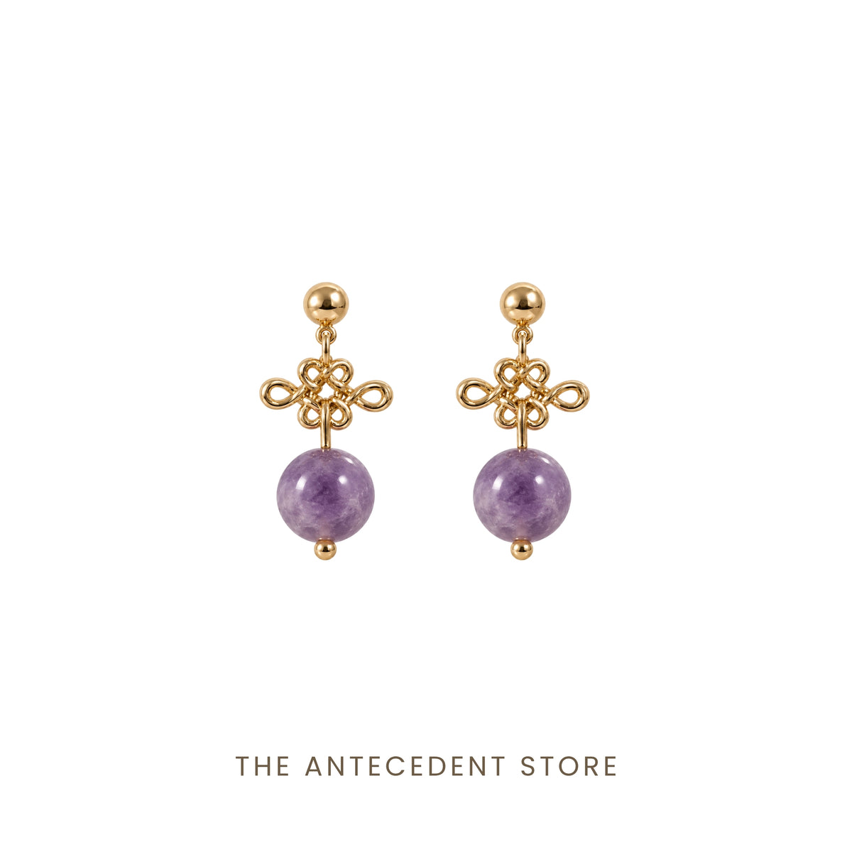 如意结 | Auspicious Ruyi Knot With Amethyst Earrings