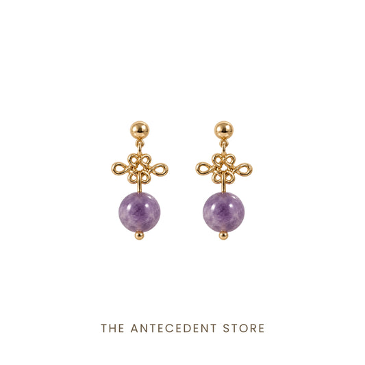如意结 | Auspicious Ruyi Knot With Amethyst Earrings