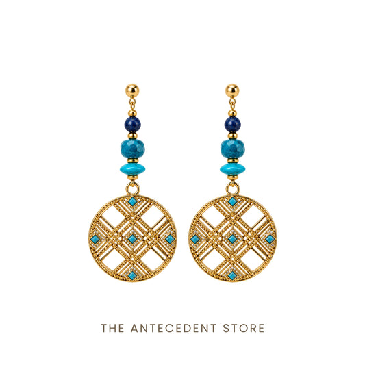 Lapis Lazuli, Apatite & Turquoise Statement Earrings