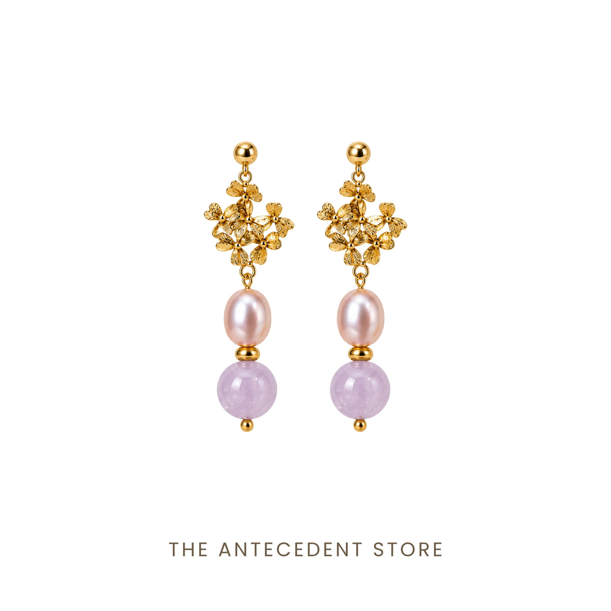 Rose Quartz & Freshwater Pearl Bouquet Earrings