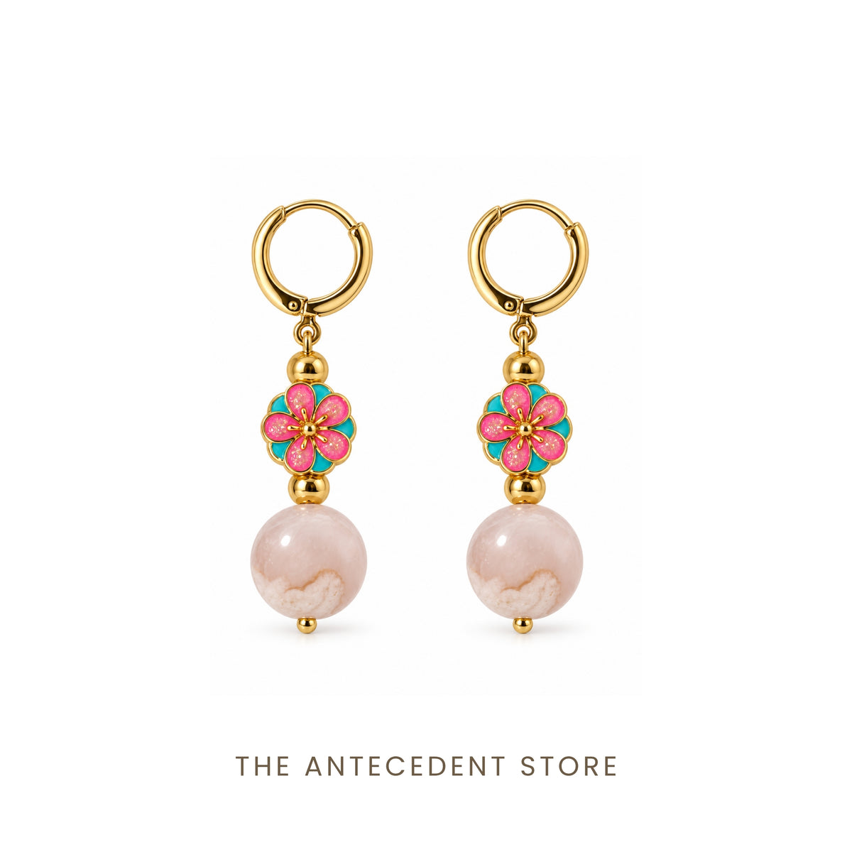 Oriental Blossom Cherry Blossom Agate Earrings