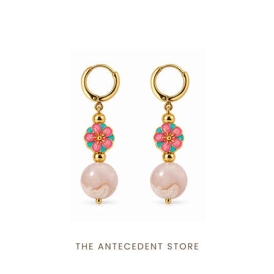 Oriental Blossom Cherry Blossom Agate Earrings