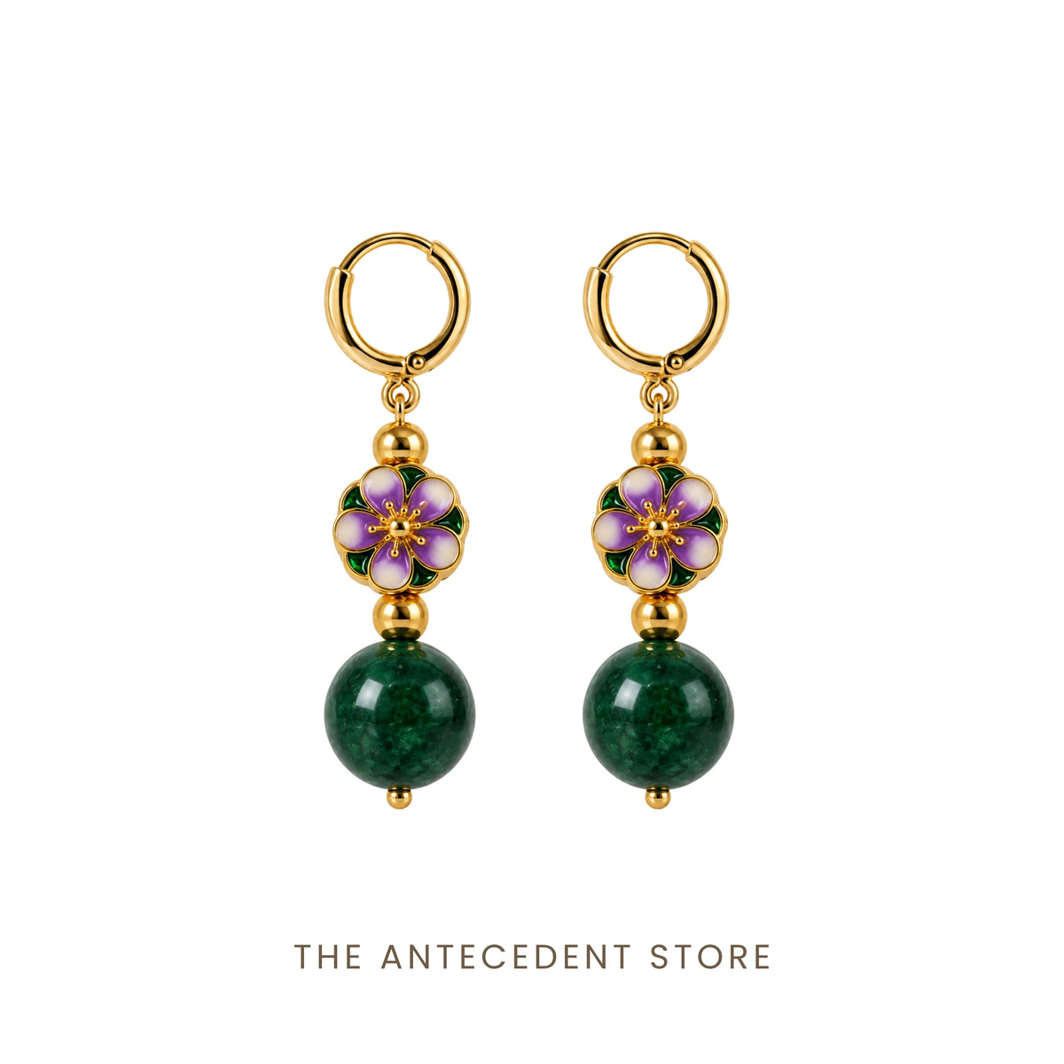 Oriental Blossom Green Chalcedony Earrings
