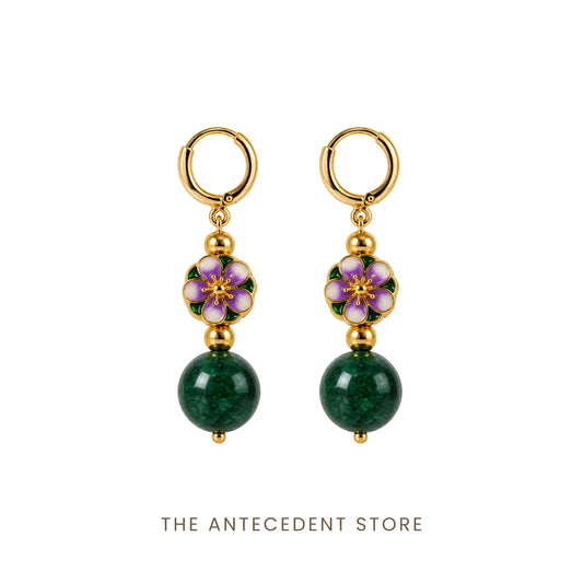 Oriental Blossom Green Chalcedony Earrings