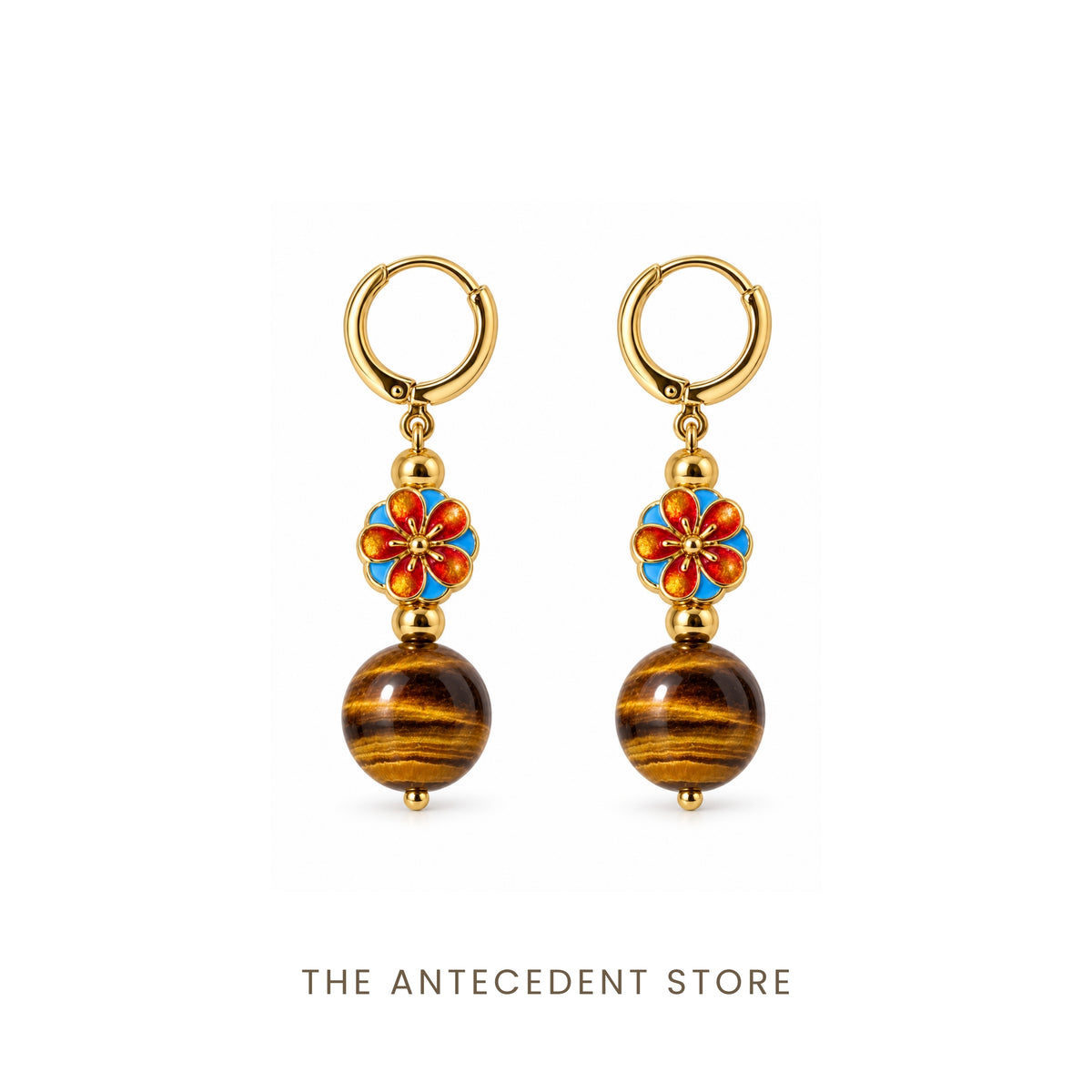 Oriental Blossom Tiger’s Eye Earrings