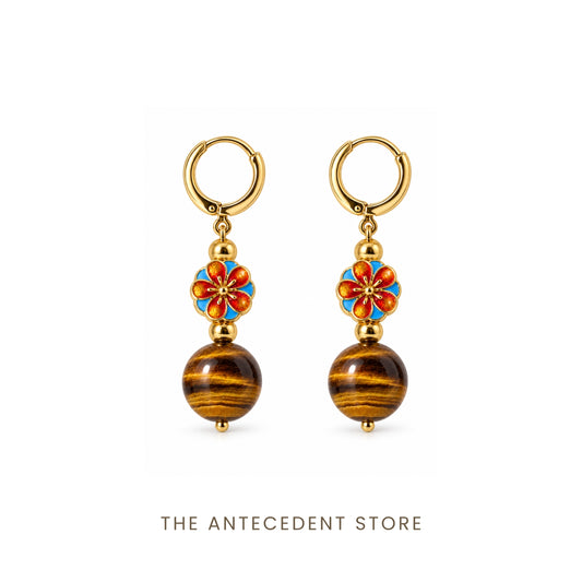 Oriental Blossom Tiger’s Eye Earrings