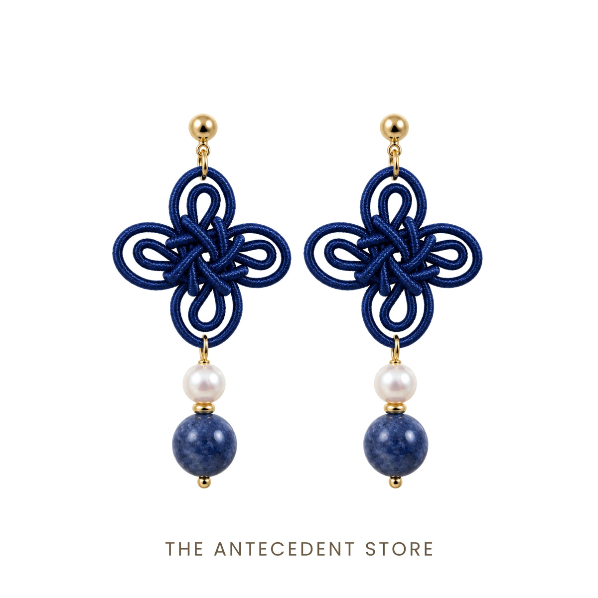 吉祥结 | Statement Auspicious Knot with Kyanite Earrings