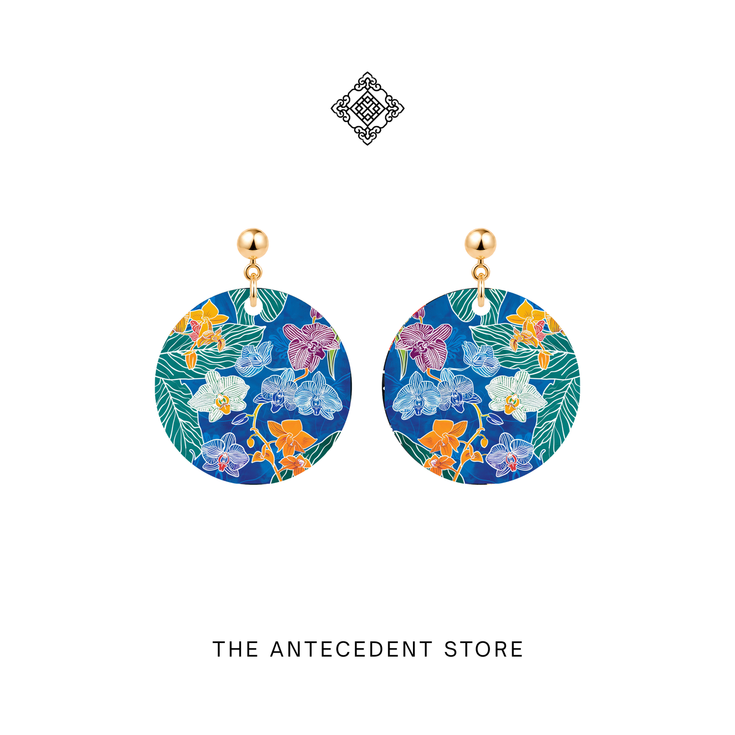 兰影·蜡韵 | Batik Orchid Earrings