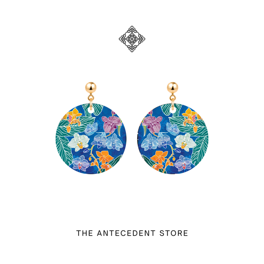 兰影·蜡韵 | Batik Orchid Earrings