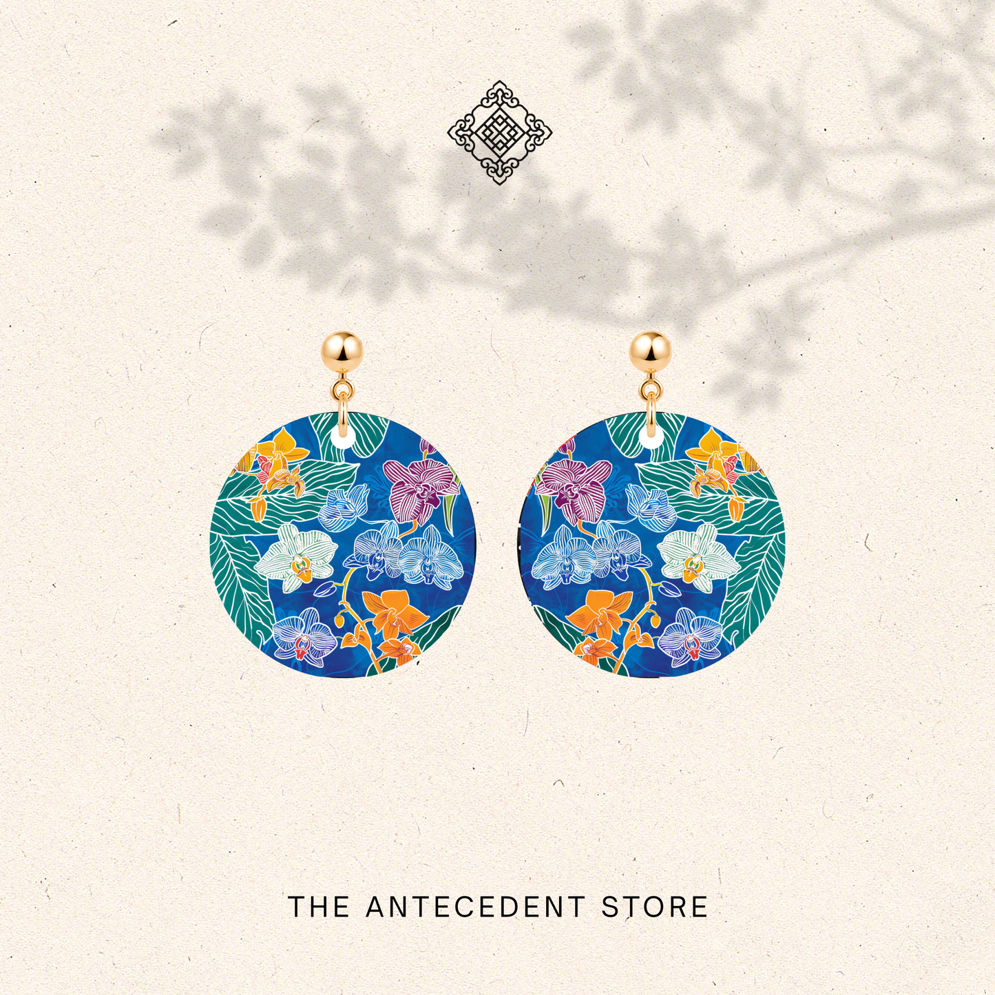 兰影·蜡韵 | Batik Orchid Earrings