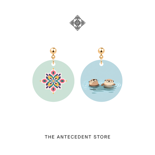 Peranakan Tile & Otters Earrings