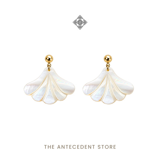 银杏 | Statement Mother Of Pearl Ginkgo Leaf Earrings