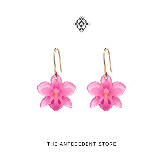Pink Orchid Earrings | Stories Of Singapore