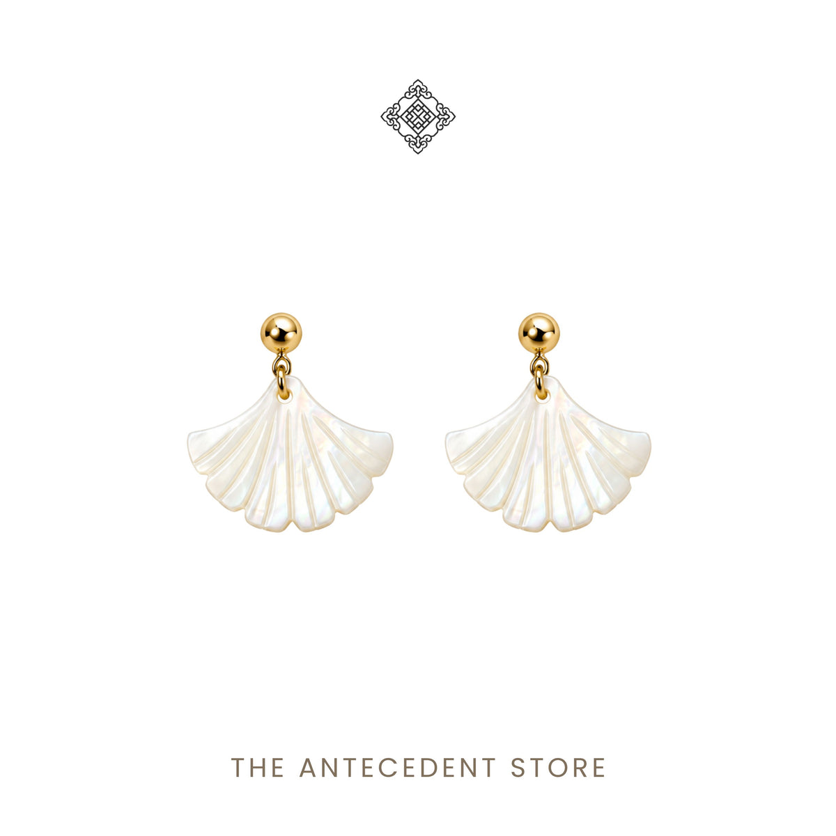 银杏 | Classic Mother Of Pearl Ginkgo Leaf Earrings