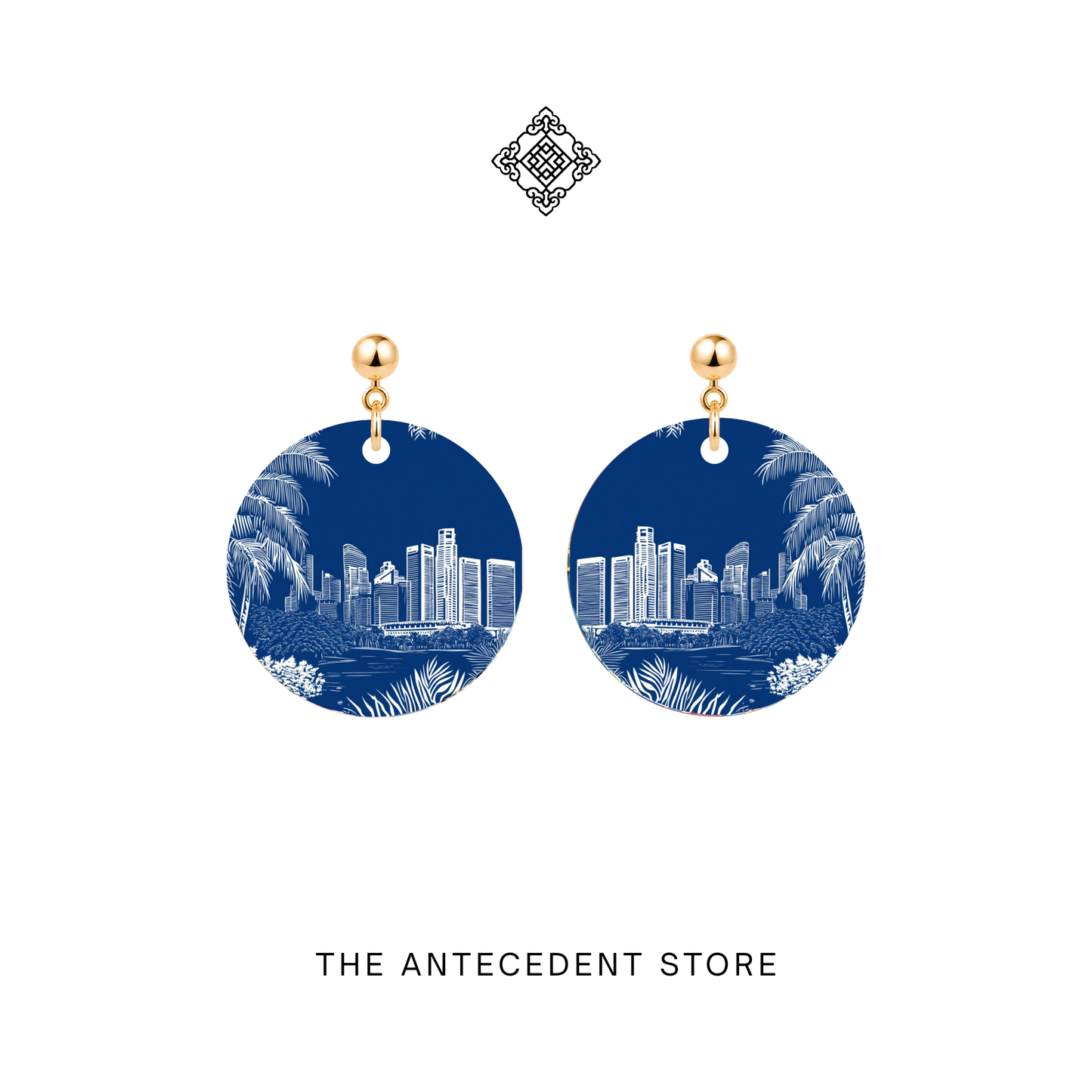 Singapore Skyline Earrings In Blue
