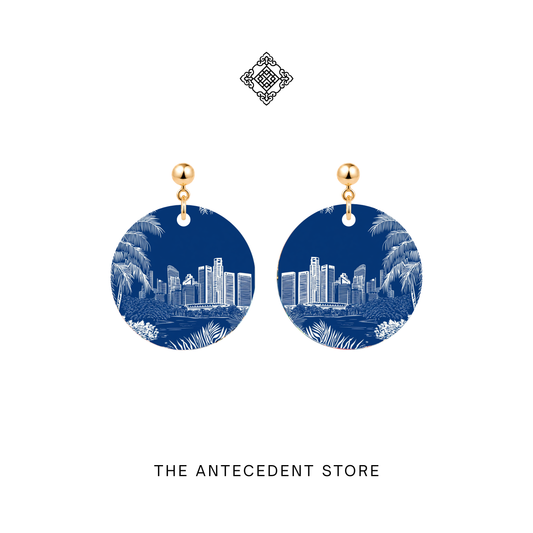 Singapore Skyline Earrings In Blue