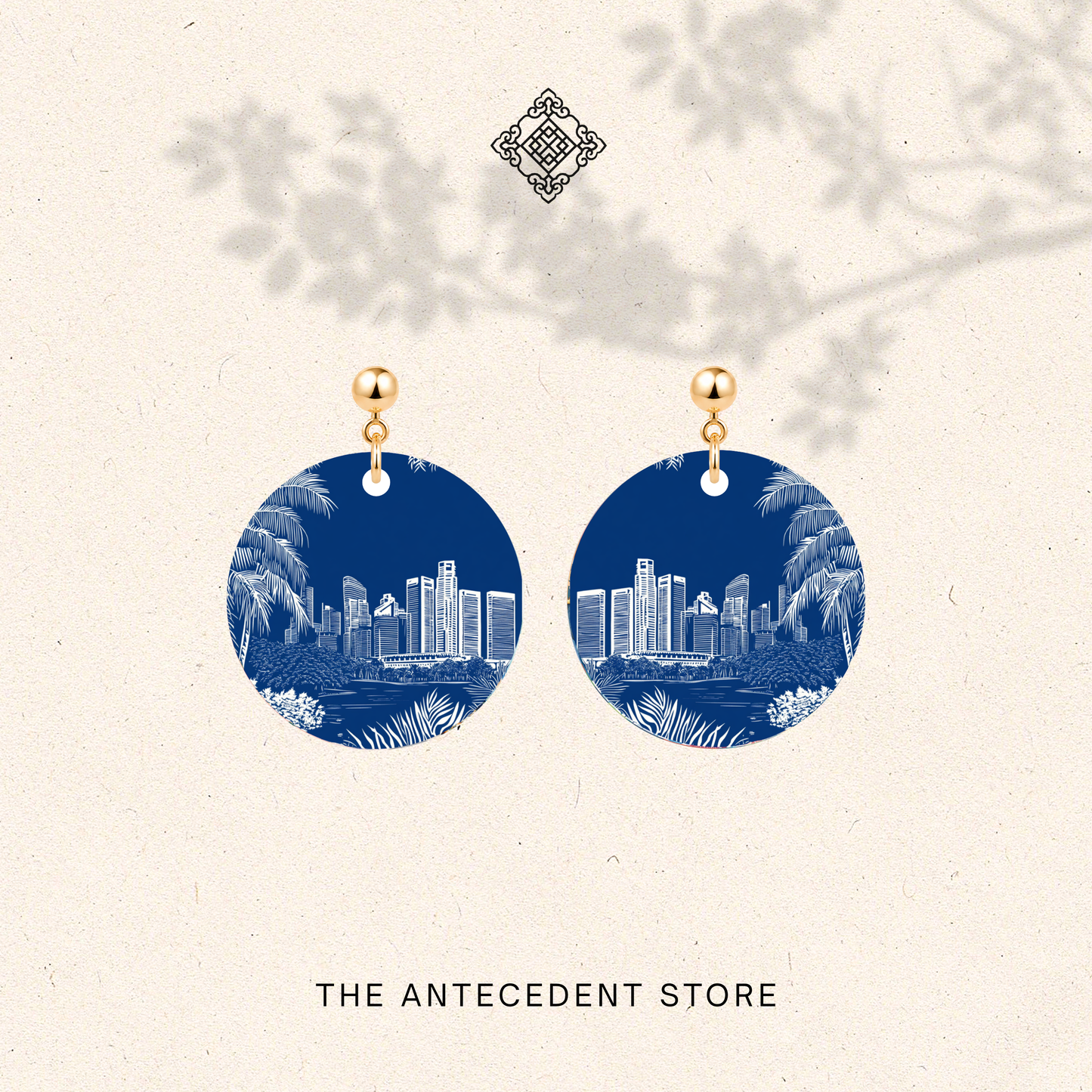Singapore Skyline Earrings In Blue